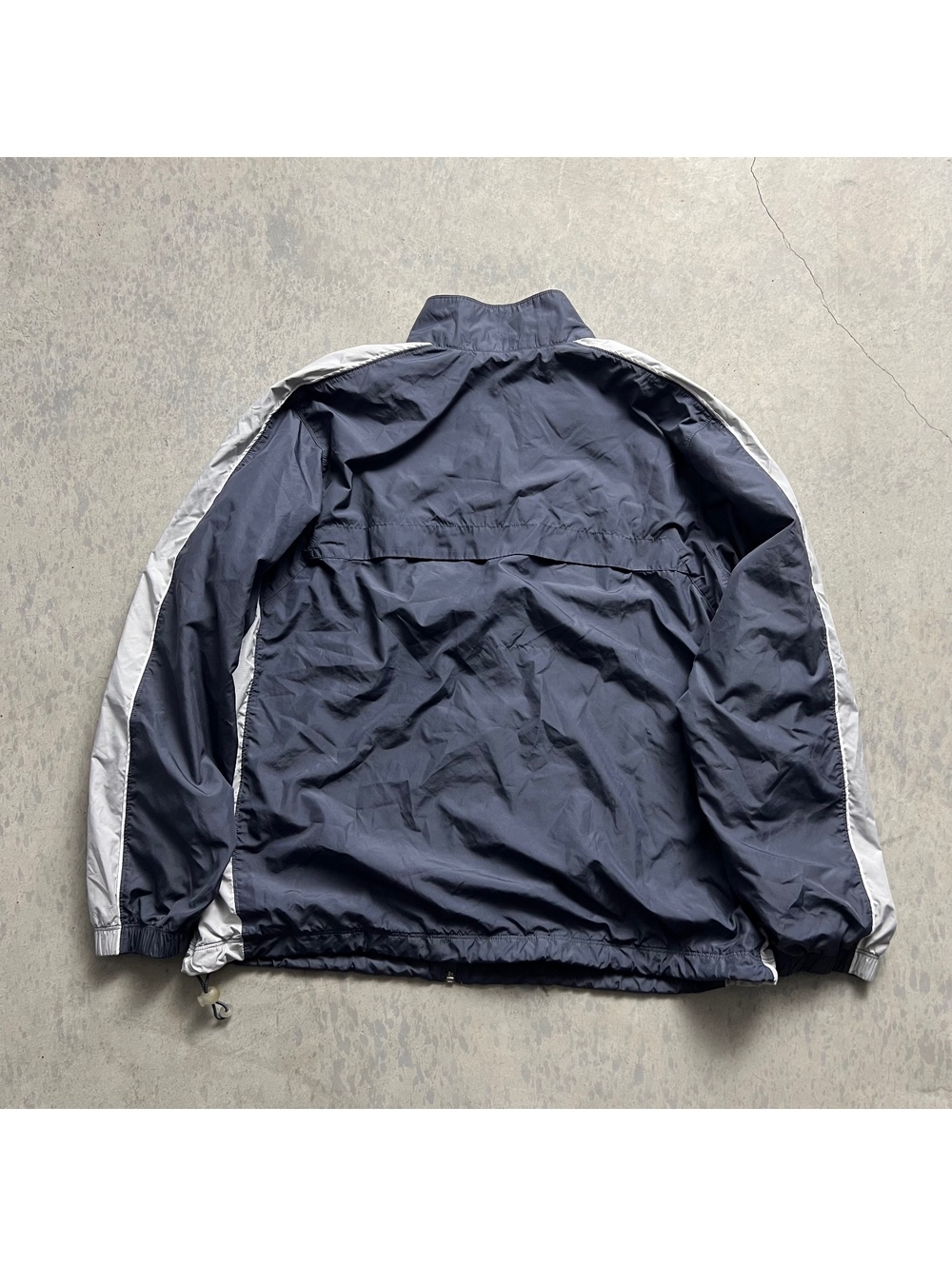 Vintage Y2K Grey Striped Nike Track Jacket Sz. XL Drawcords Embroidered Swoosh - Picture 4 of 9